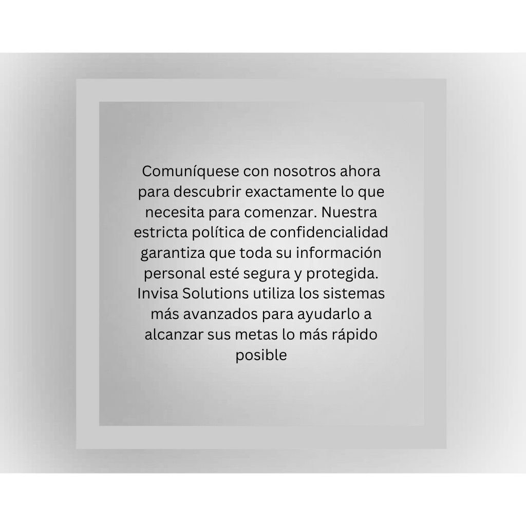 The image shows a framed text in Spanish on a light gray background, offering assistance with security and confidentiality in systems to help discover exactly what the client needs quickly at the inicio del blog.